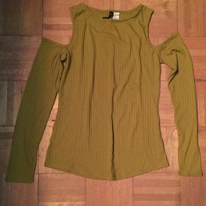 Green cold-shoulder top